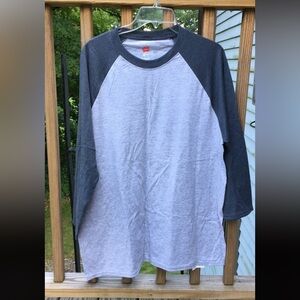 🖤NEW MENS SZ XL BASEBALL JERSEY. CREW NECK, 2 SHADES OF GREY, 3/4 sleev…